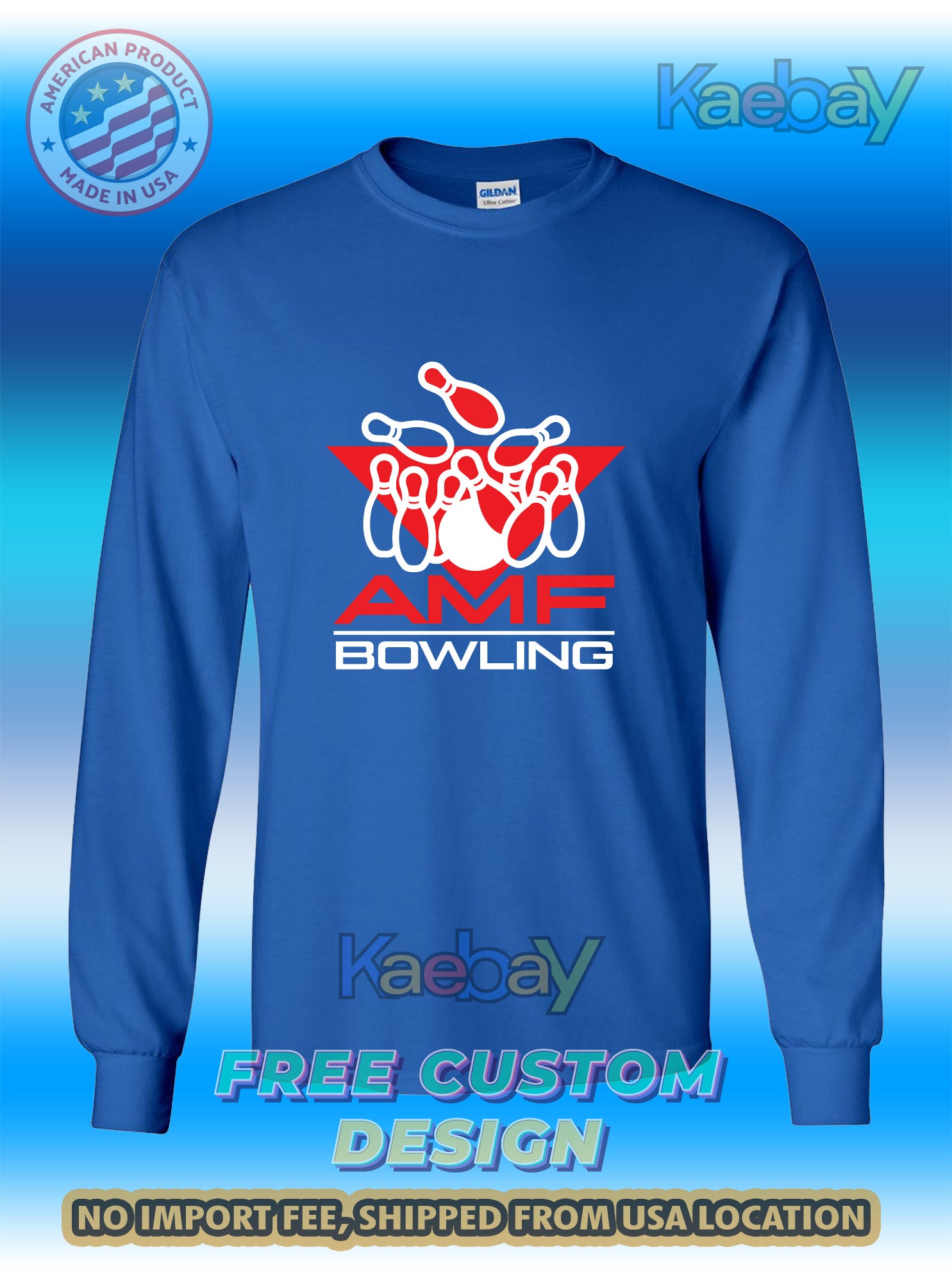 New Tee Shirt AMF Bowling we're all bowlers Logo Men's T-Shirt Men's Long Sleeves T-Shirts