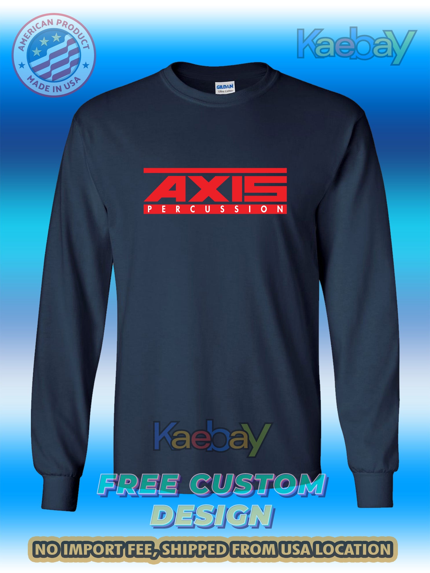 New Tee Shirt Axis Percussion Logo Men's Long Sleeve T-Shirt