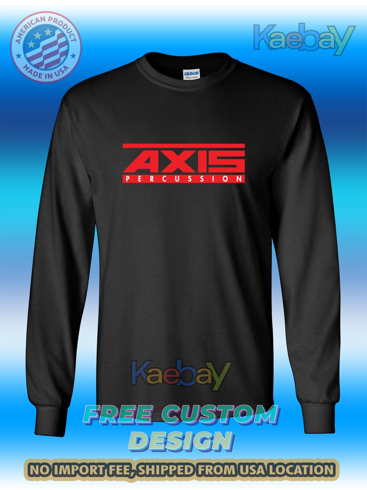 New Tee Shirt Axis Percussion Logo Men's Long Sleeve T-Shirt
