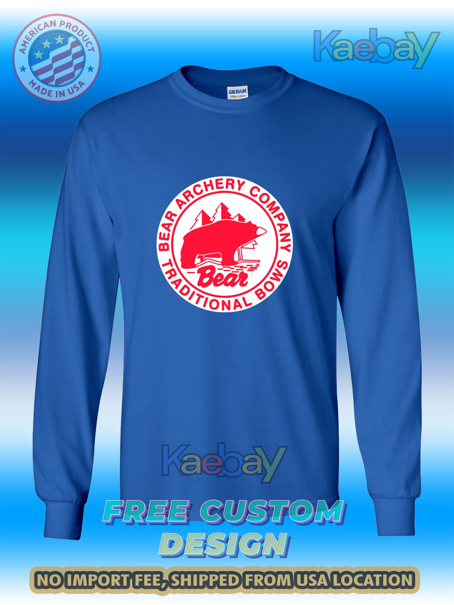 New Tee Shirt Bear Archery Company Traditional Bows Logo Men's T-Shirt Men's Long Sleeves T-Shirts