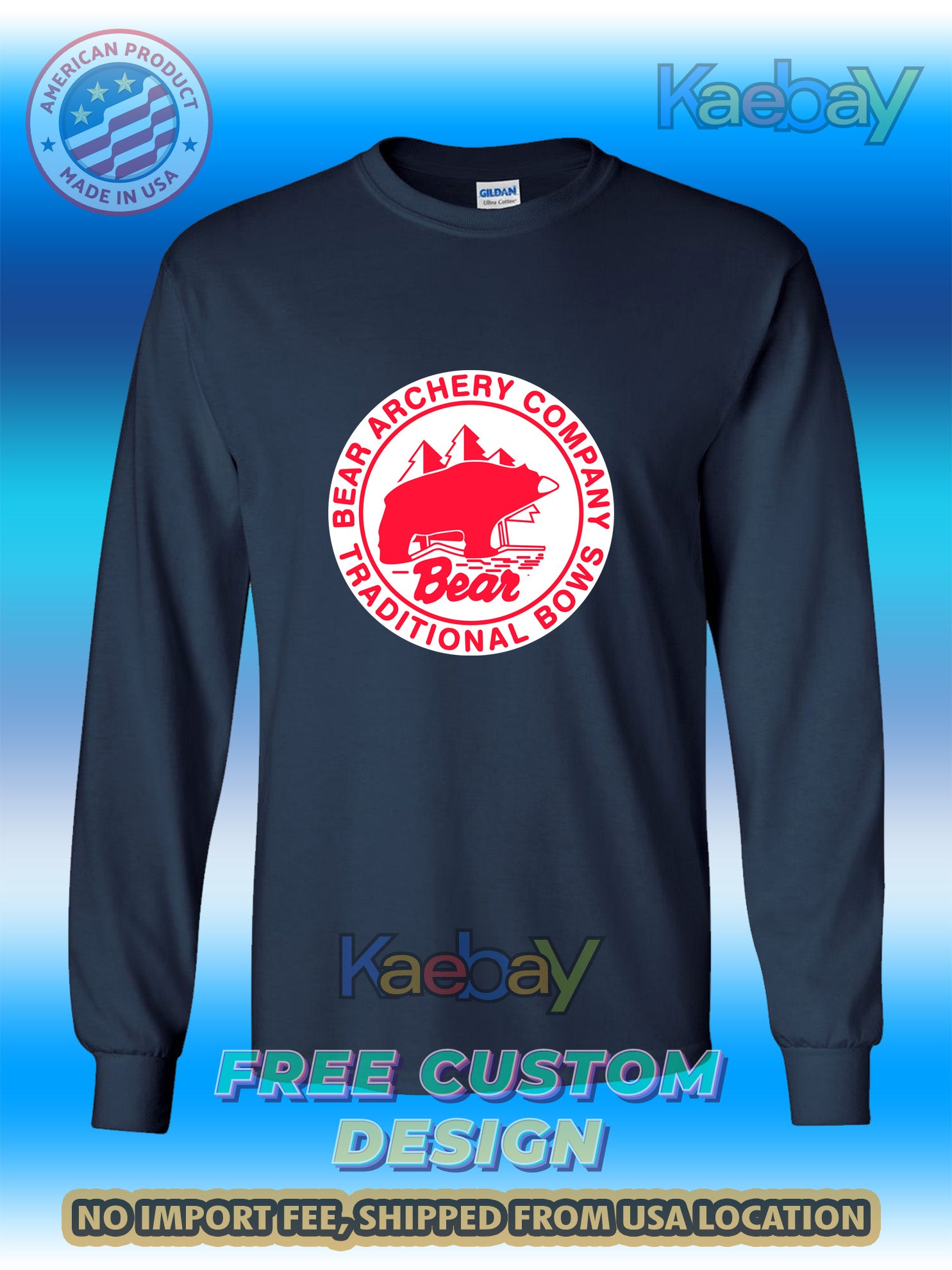 New Tee Shirt Bear Archery Company Traditional Bows Logo Men's T-Shirt Men's Long Sleeves T-Shirts