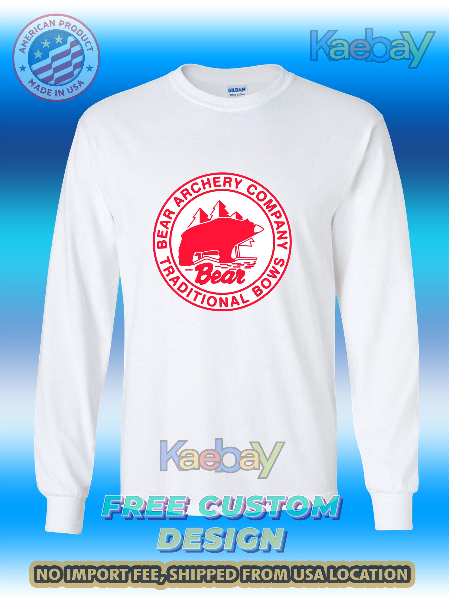 New Tee Shirt Bear Archery Company Traditional Bows Logo Men's T-Shirt Men's Long Sleeves T-Shirts