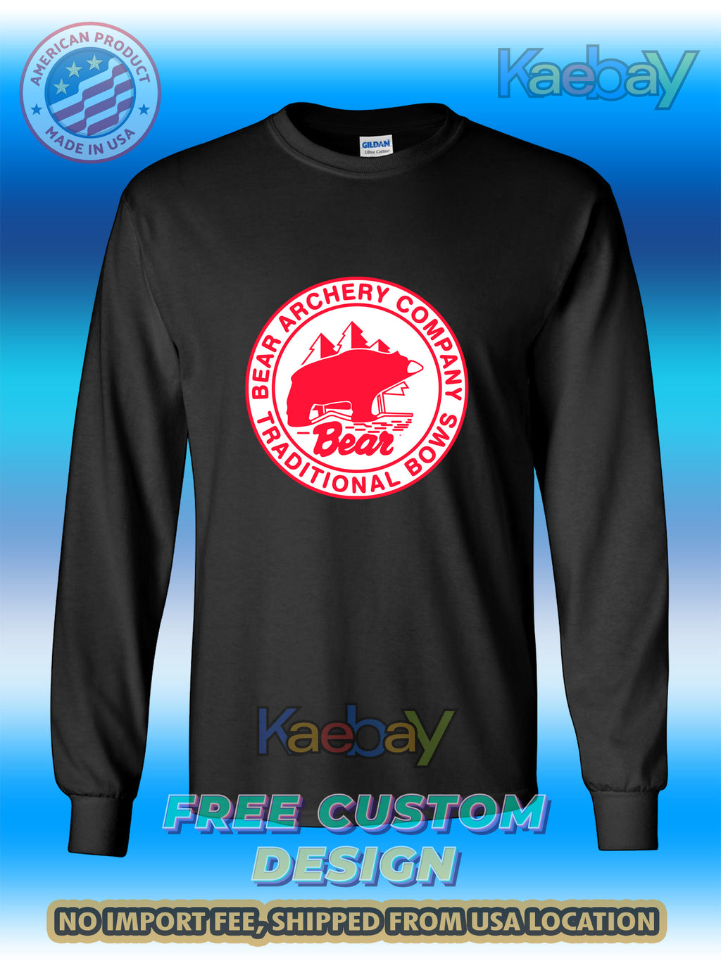 New Tee Shirt Bear Archery Company Traditional Bows Logo Men's T-Shirt Men's Long Sleeves T-Shirts