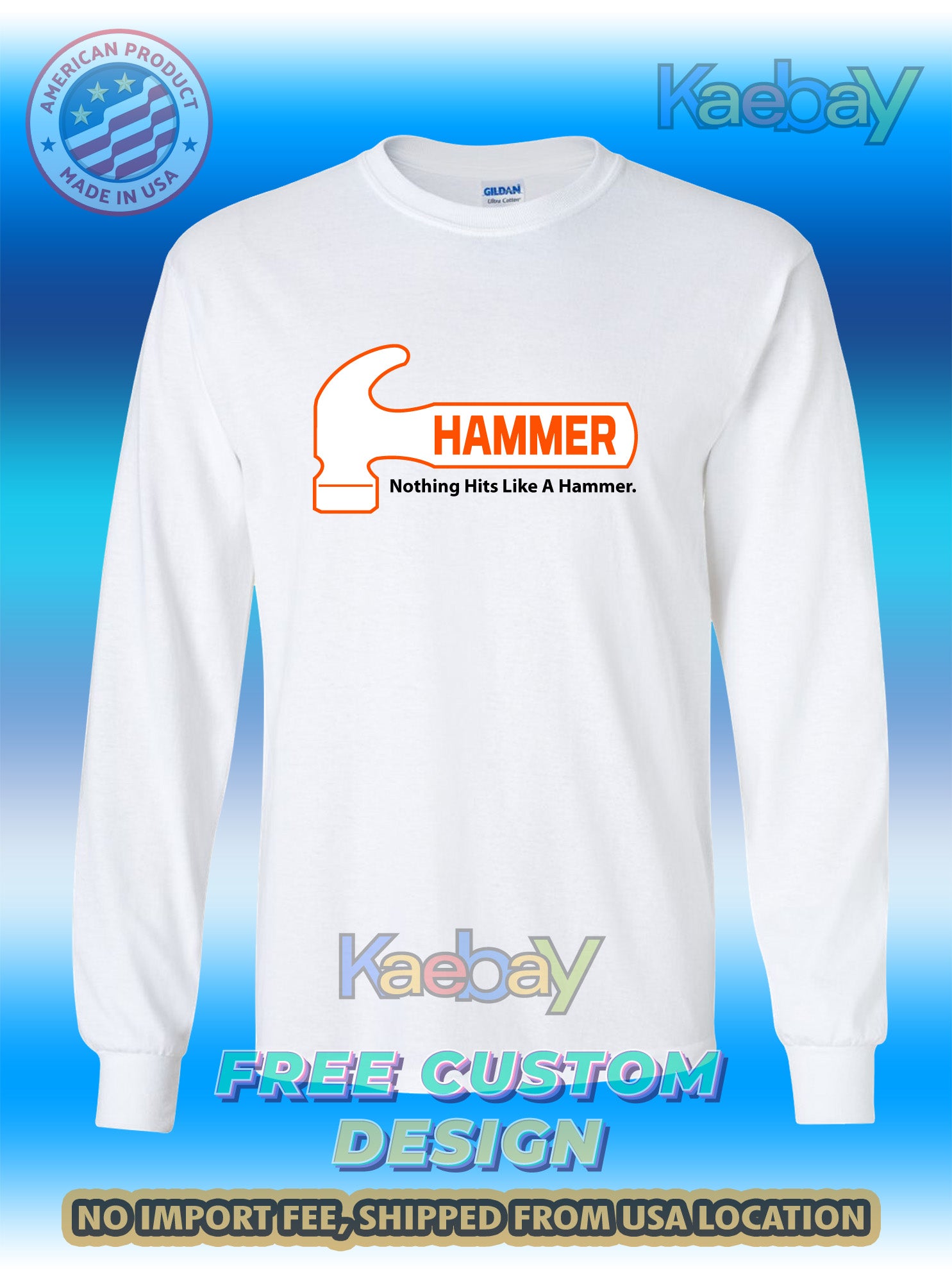 New Tee Shirt HAMMER Bowling Logo Men's T-Shirt Men's Long Sleeves T-Shirt