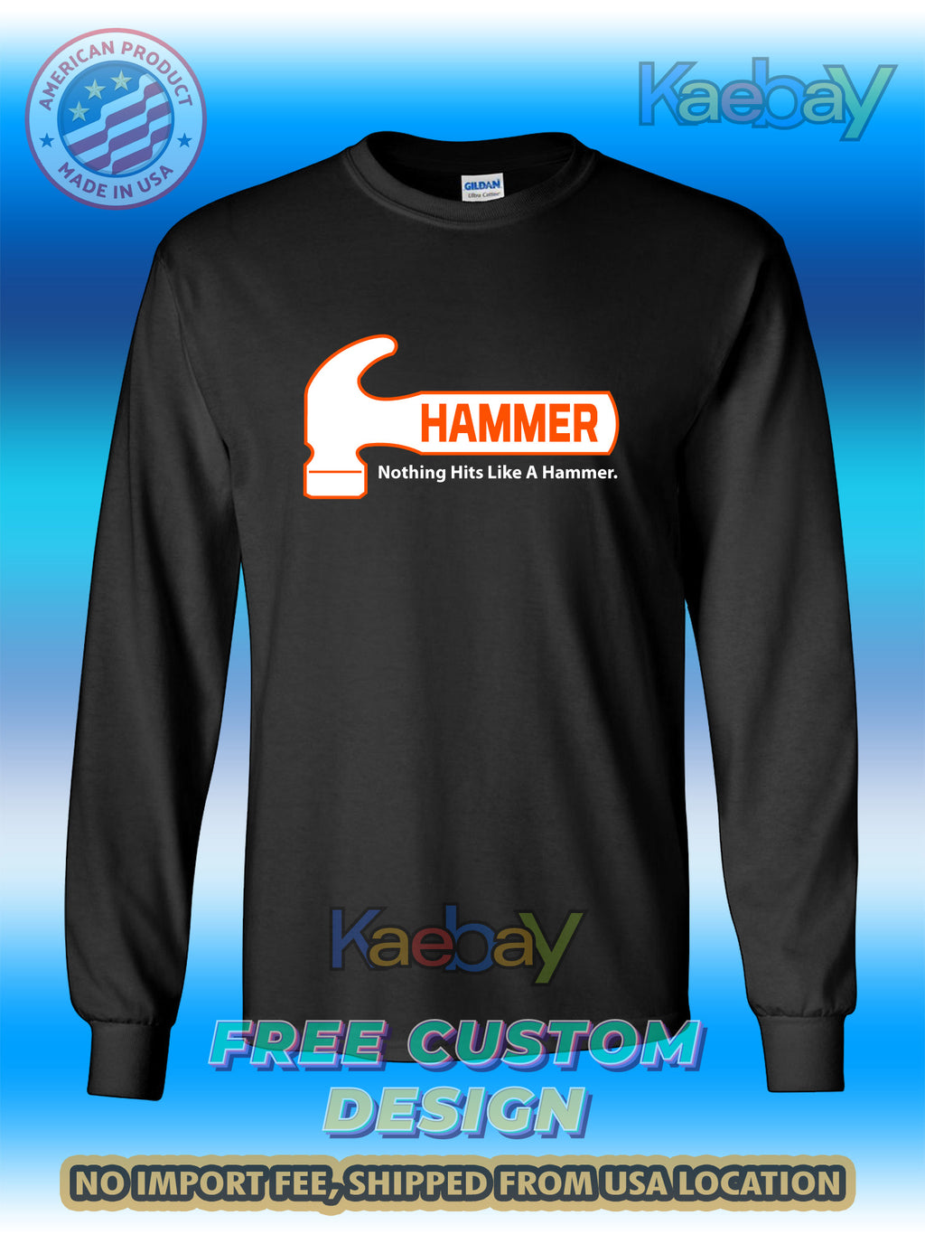 New Tee Shirt HAMMER Bowling Logo Men's T-Shirt Men's Long Sleeves T-Shirt