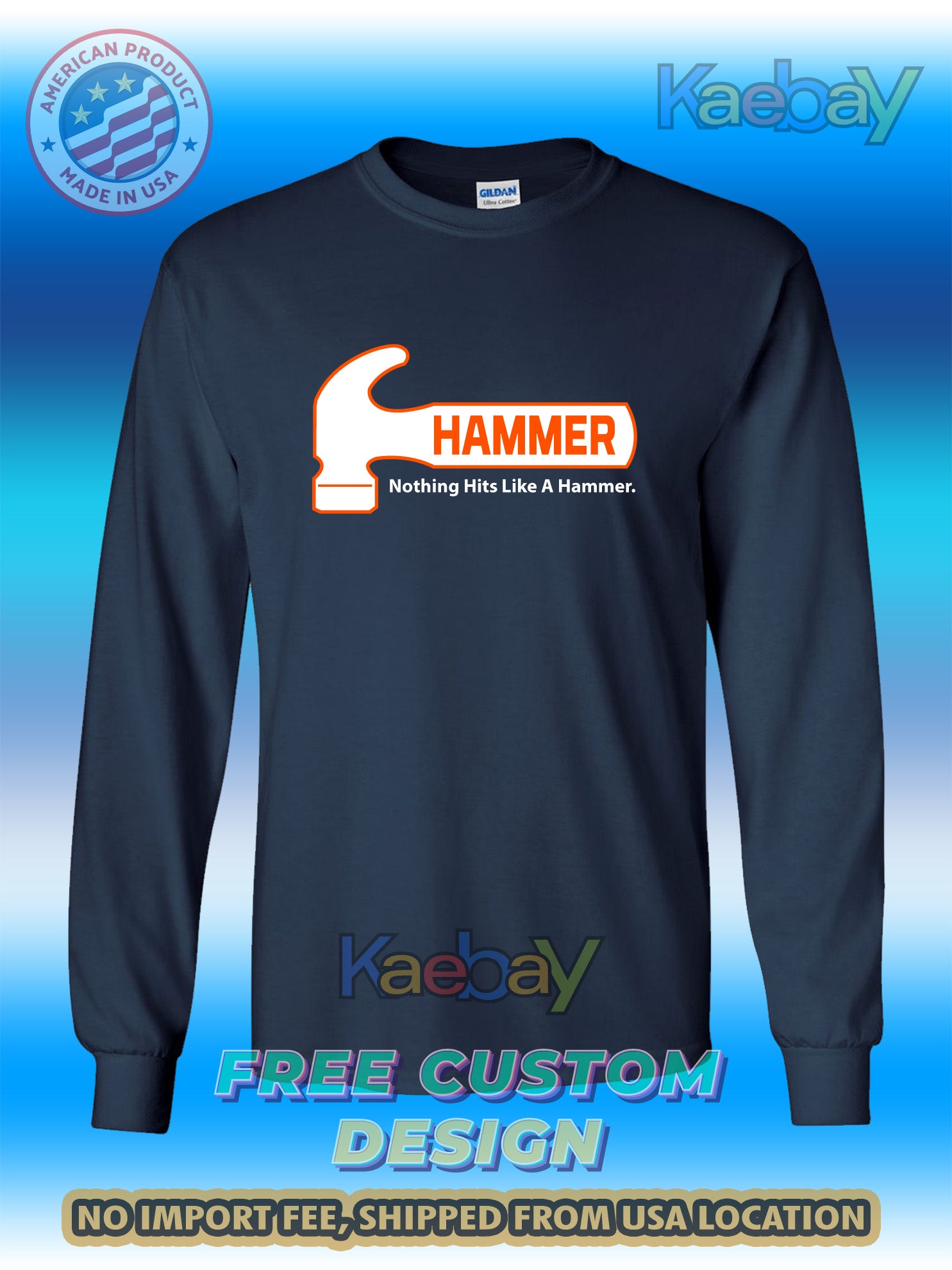 New Tee Shirt HAMMER Bowling Logo Men's T-Shirt Men's Long Sleeves T-Shirt