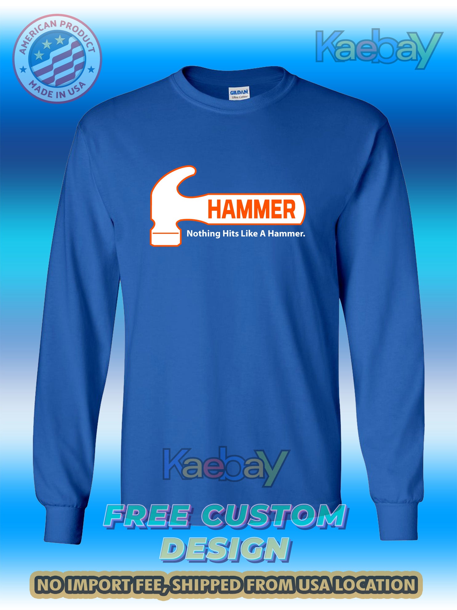 New Tee Shirt HAMMER Bowling Logo Men's T-Shirt Men's Long Sleeves T-Shirt