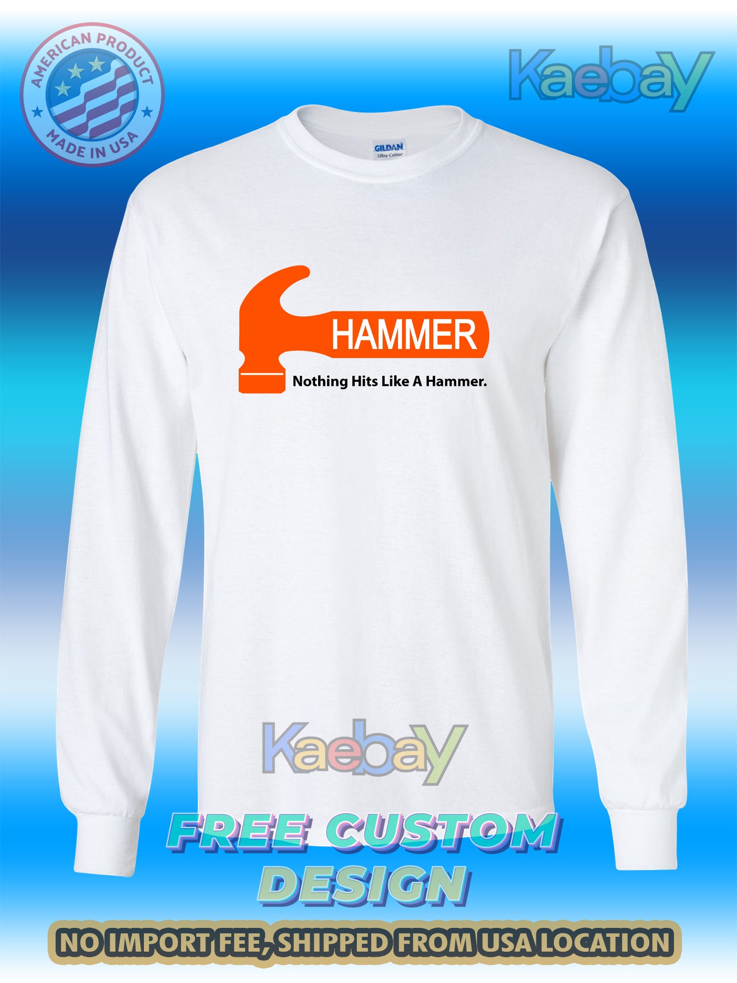 New Tee Shirt HAMMER Bowling Logo Men's T-Shirt Men's Long Sleeves T-Shirts