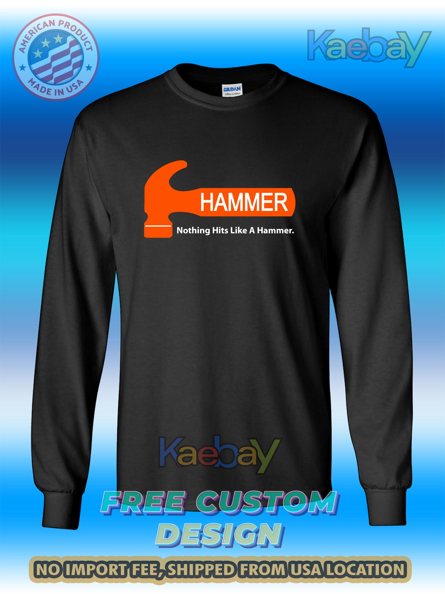 New Tee Shirt HAMMER Bowling Logo Men's T-Shirt Men's Long Sleeves T-Shirts