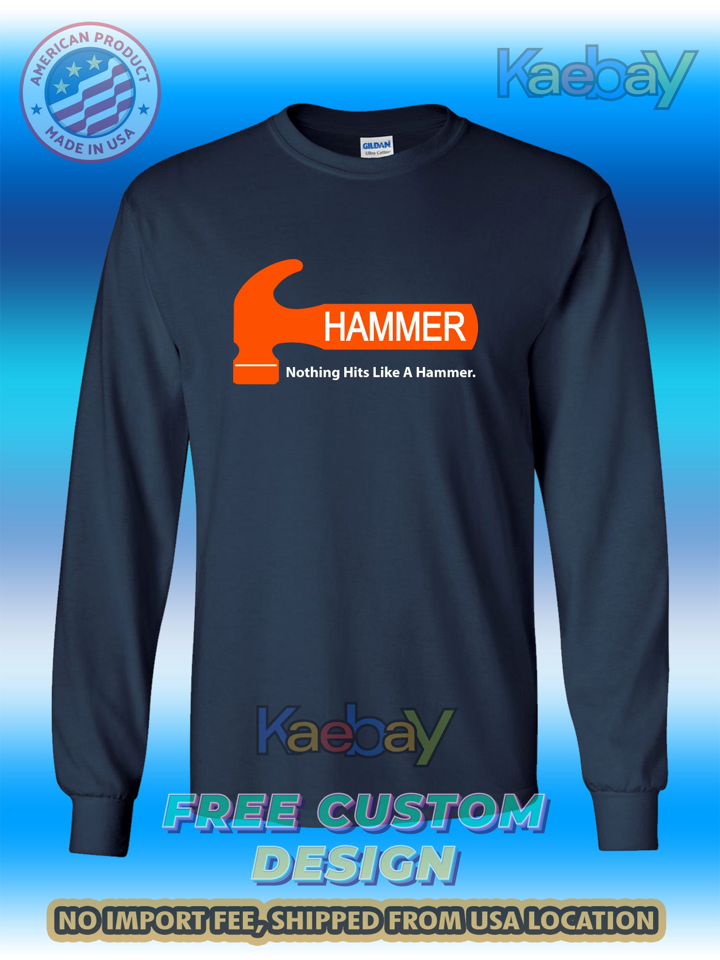New Tee Shirt HAMMER Bowling Logo Men's T-Shirt Men's Long Sleeves T-Shirts
