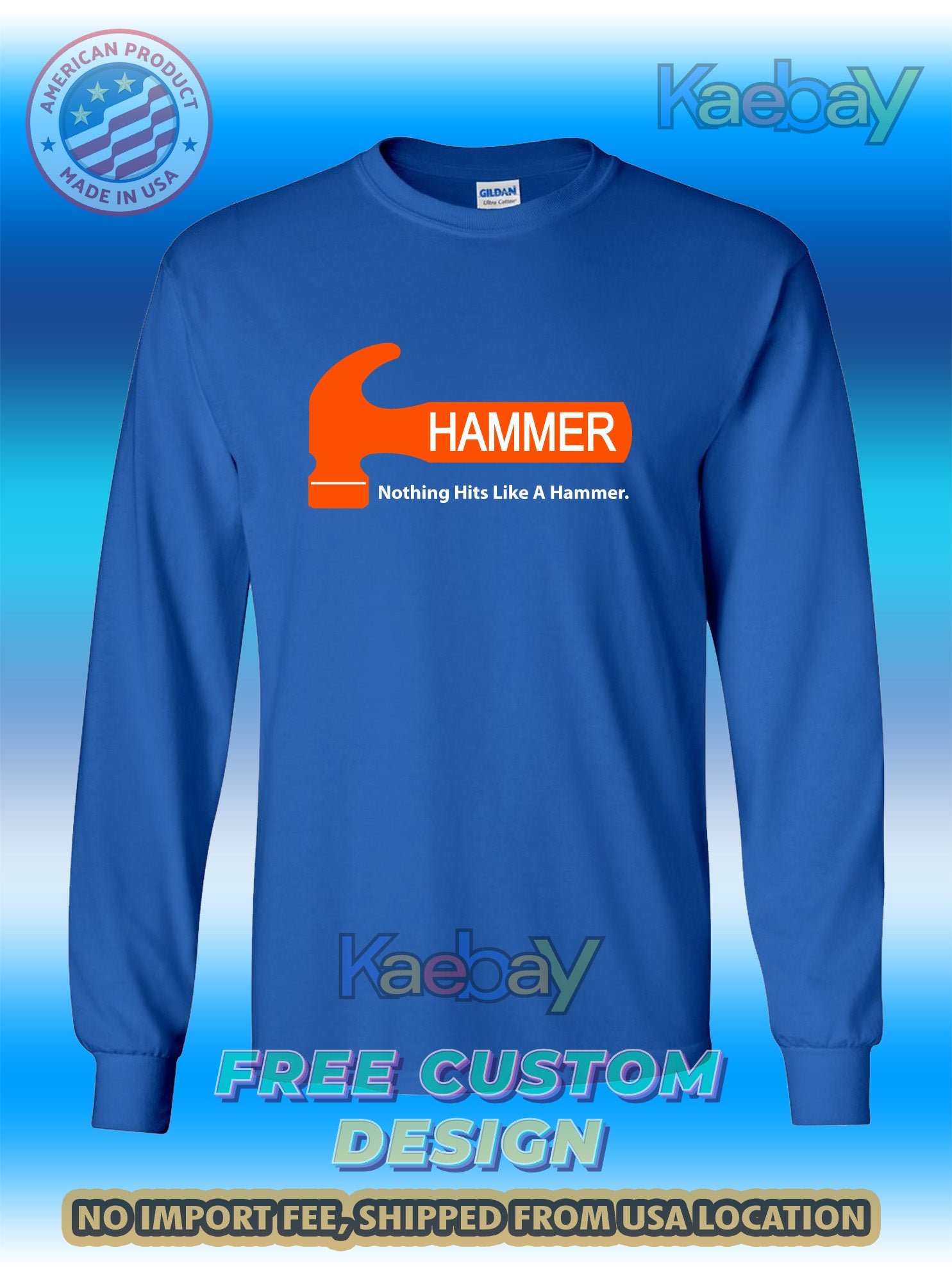 New Tee Shirt HAMMER Bowling Logo Men's T-Shirt Men's Long Sleeves T-Shirts