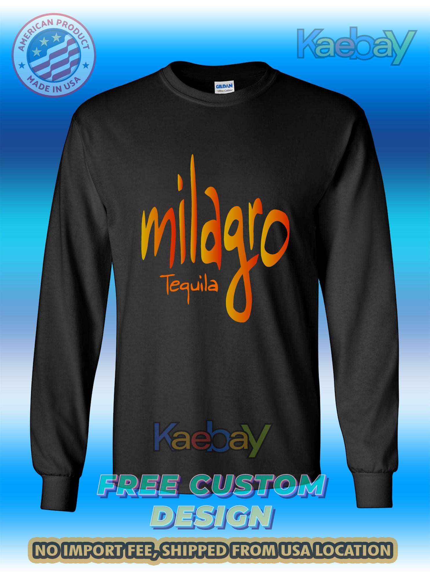 New Tee Shirt Milagro Tequila Logo Men's T-Shirt Men's Long Sleeves T-Shirts