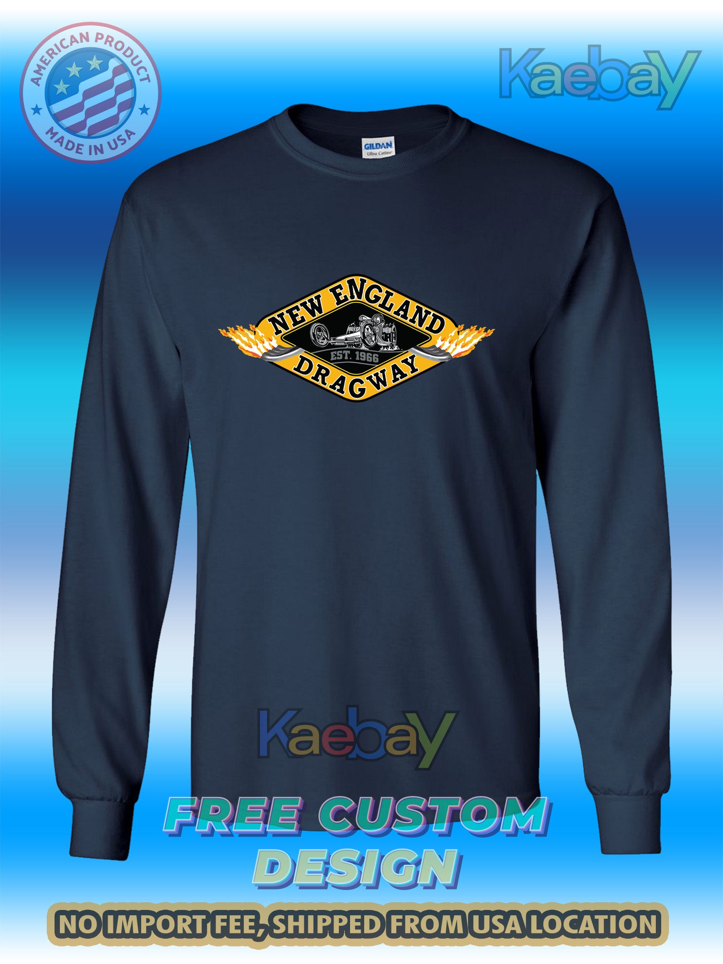 New Tee Shirt New England Dragway Logo Men's T-Shirt Men's Long Sleeves T-Shirts