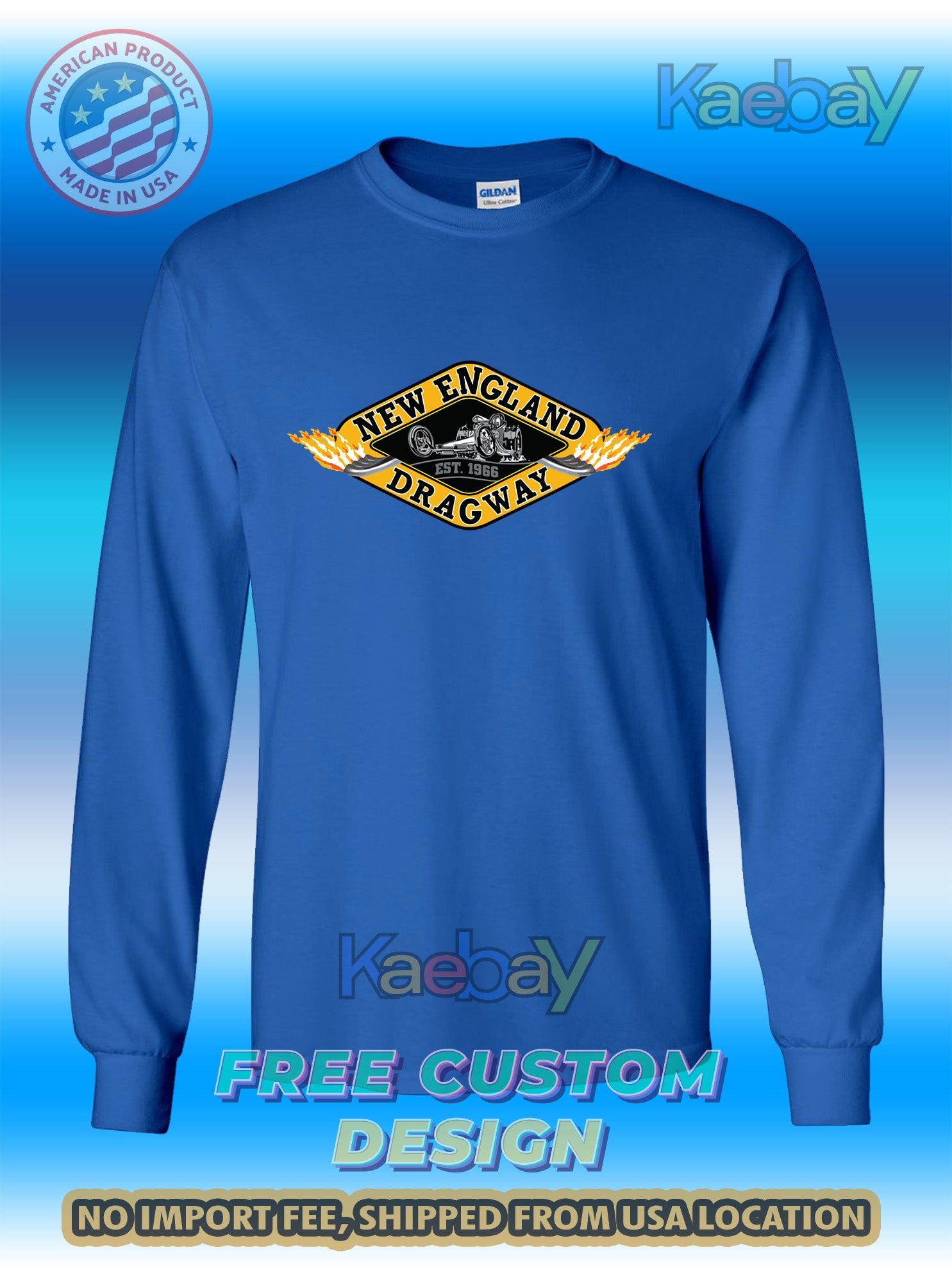 New Tee Shirt New England Dragway Logo Men's T-Shirt Men's Long Sleeves T-Shirts