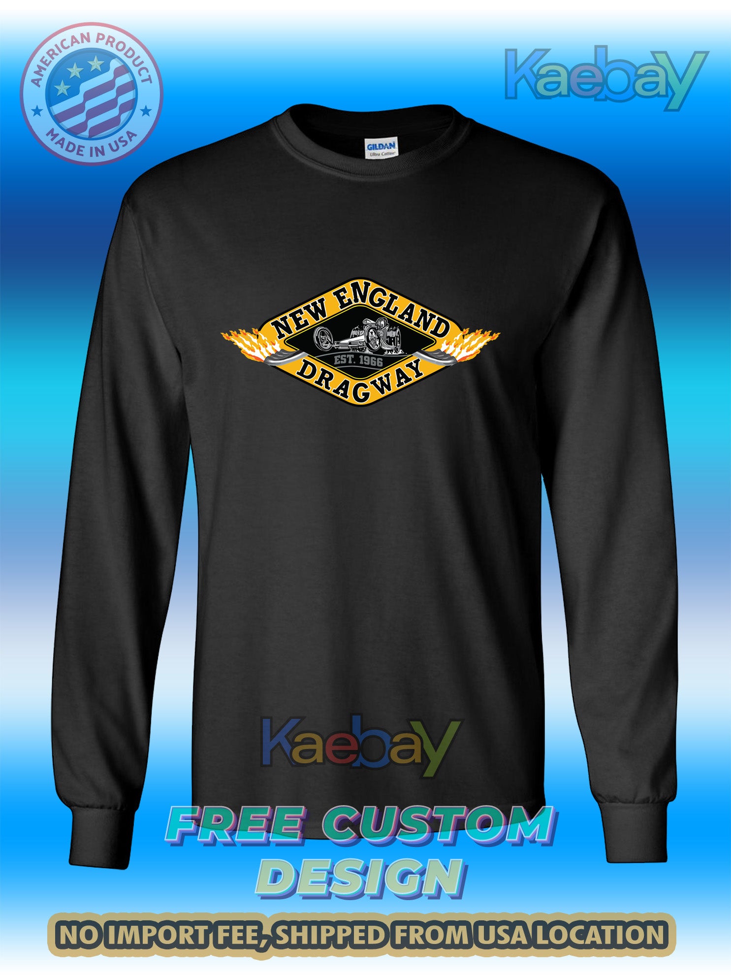 New Tee Shirt New England Dragway Logo Men's T-Shirt Men's Long Sleeves T-Shirts