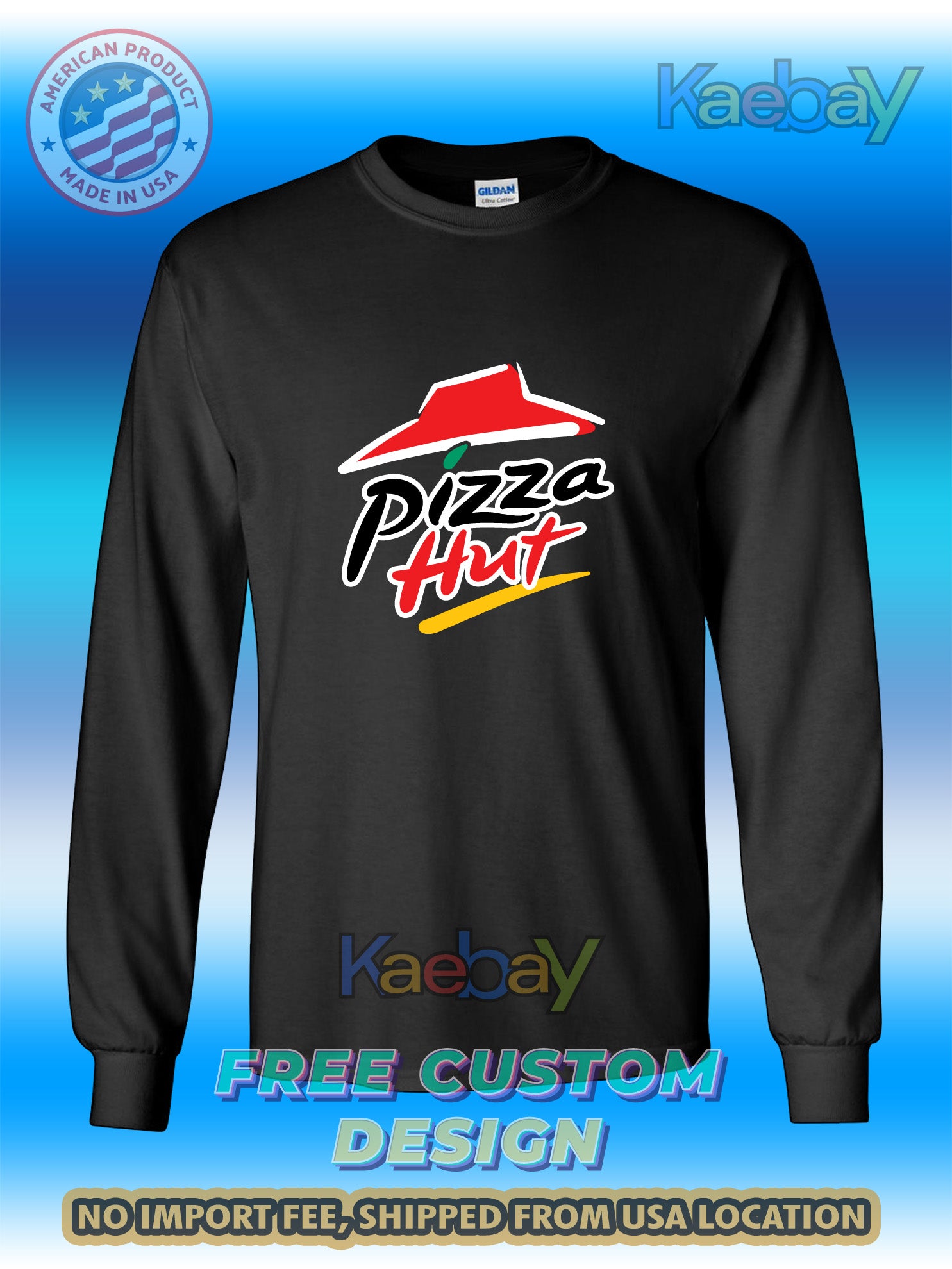 New Tee Shirt Pizza Hut retaurants fan Logo Men's T-Shirt Men's Long Sleeves T-Shirts