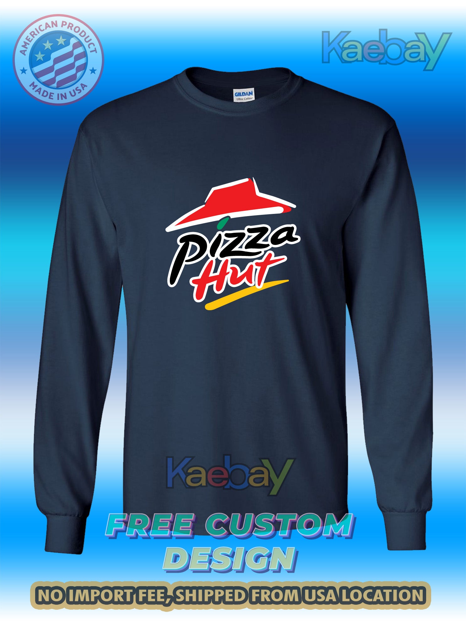 New Tee Shirt Pizza Hut retaurants fan Logo Men's T-Shirt Men's Long Sleeves T-Shirts