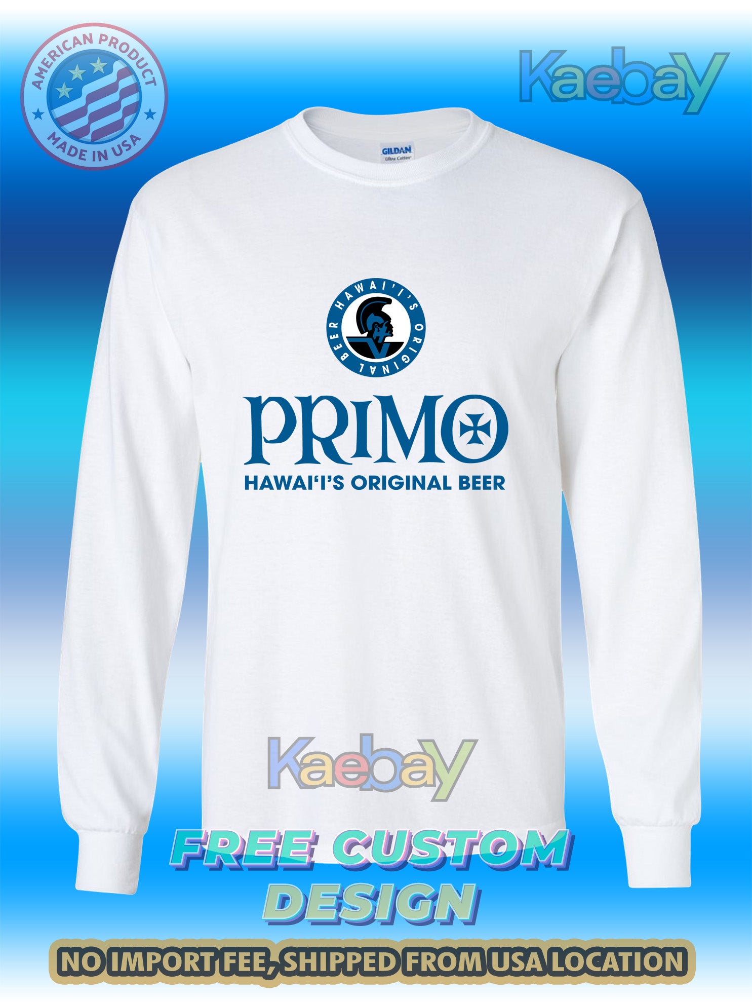 New Tee Shirt Primo Hawaiis Original Beer Logo Men's T-Shirt Men's Long Sleeves T-Shirts
