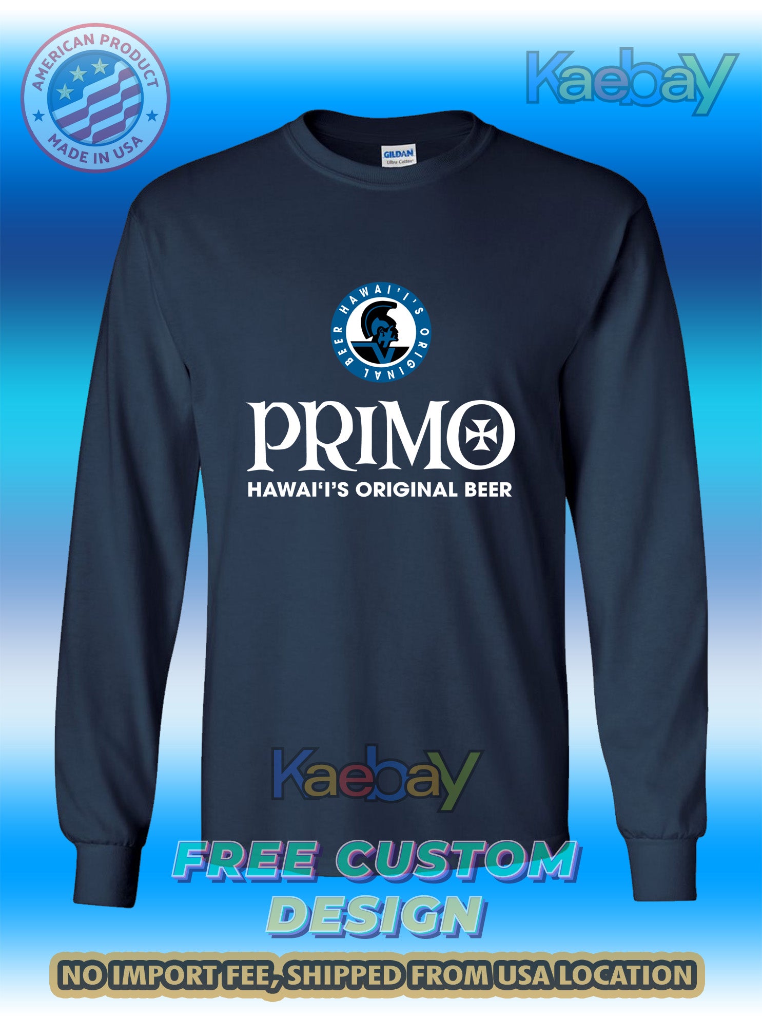 New Tee Shirt Primo Hawaiis Original Beer Logo Men's T-Shirt Men's Long Sleeves T-Shirts
