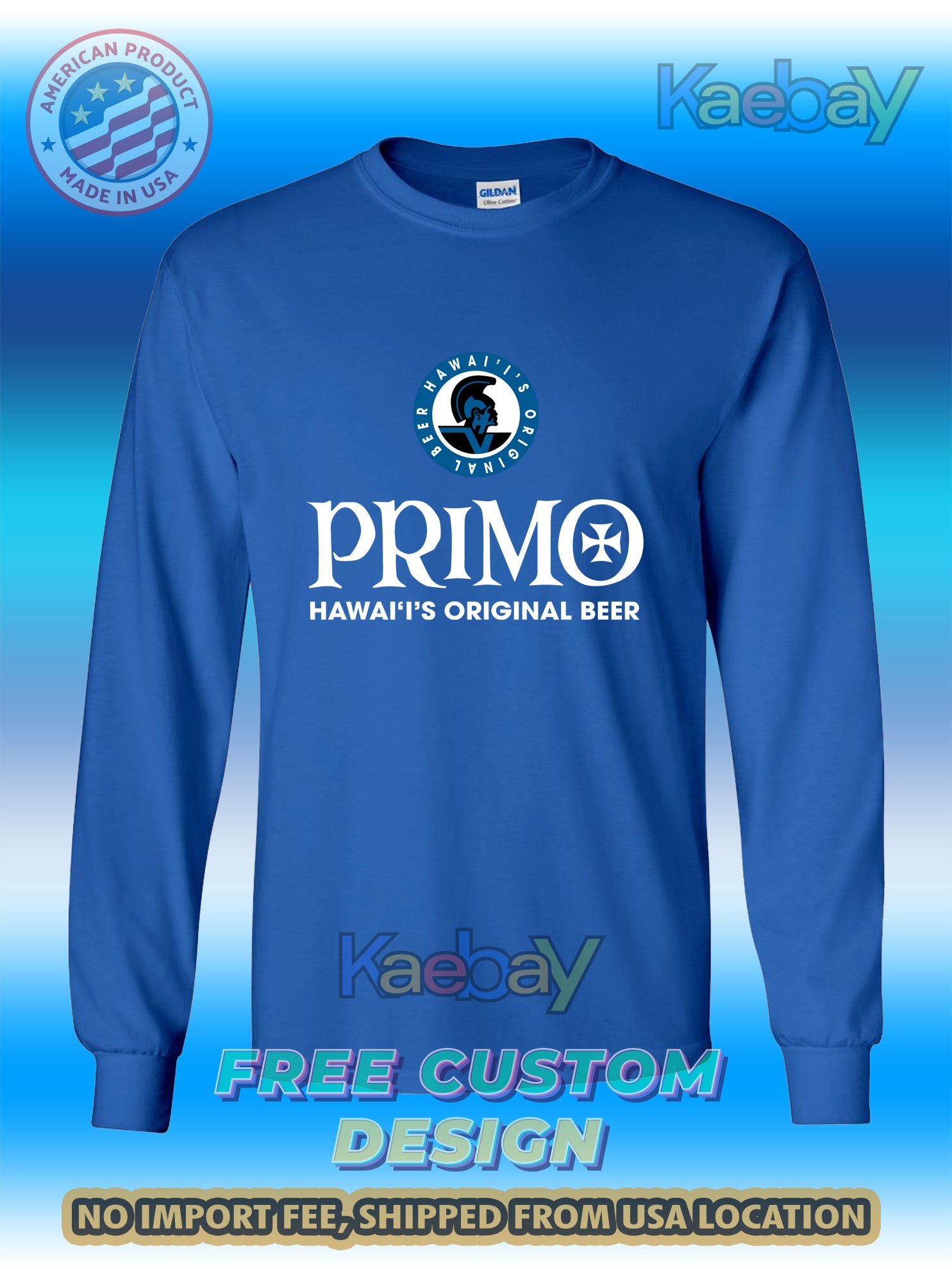 New Tee Shirt Primo Hawaiis Original Beer Logo Men's T-Shirt Men's Long Sleeves T-Shirts