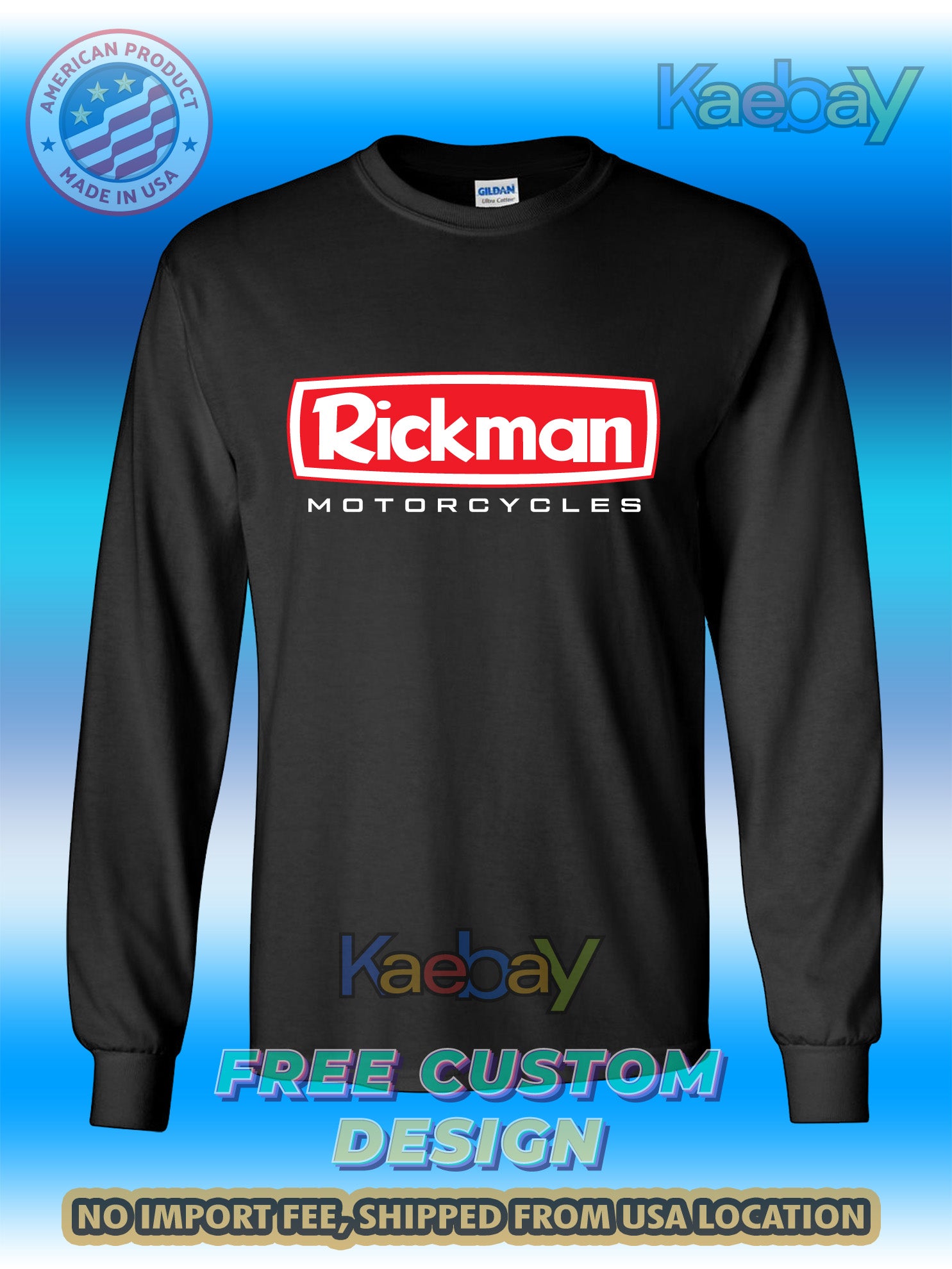 New Tee Shirt Rickman Motorcycles Logo Men's T-Shirt Men's Long Sleeves T-Shirt