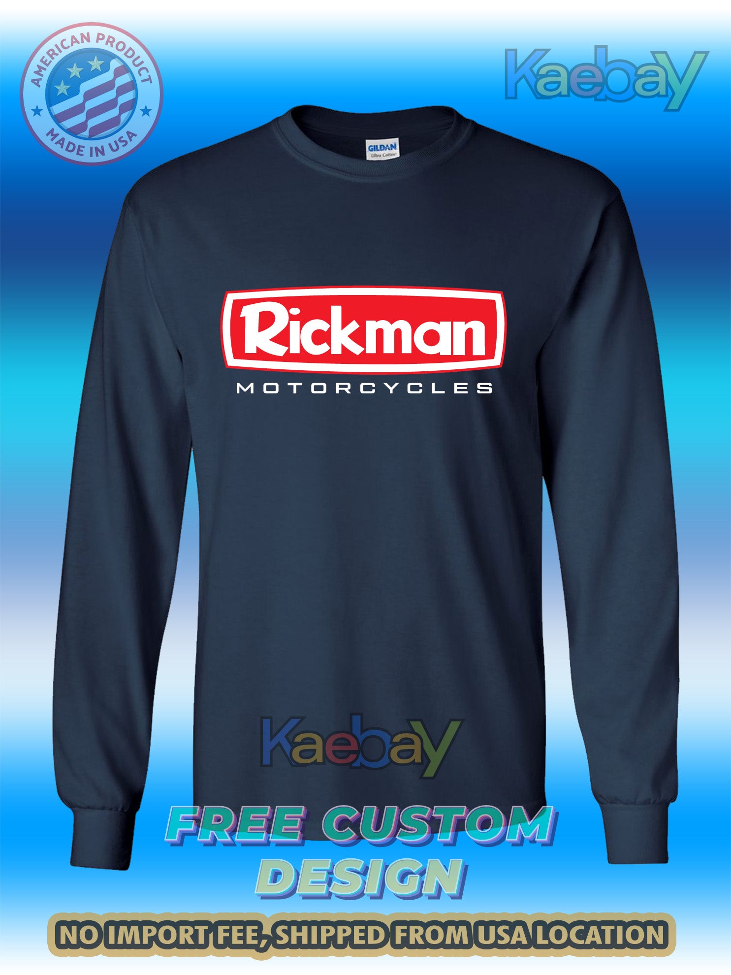 New Tee Shirt Rickman Motorcycles Logo Men's T-Shirt Men's Long Sleeves T-Shirt