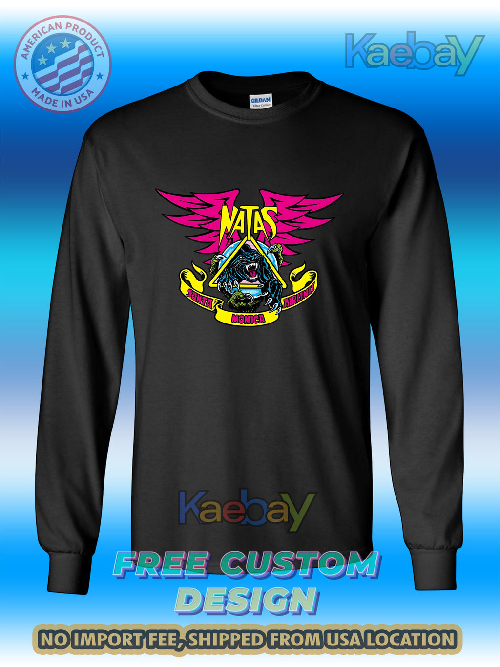 New Tee Shirt Santa Monica Airlines Natas Kaupas PANTHER Logo Men's T-Shirt Men's Long Sleeves T-Shirts