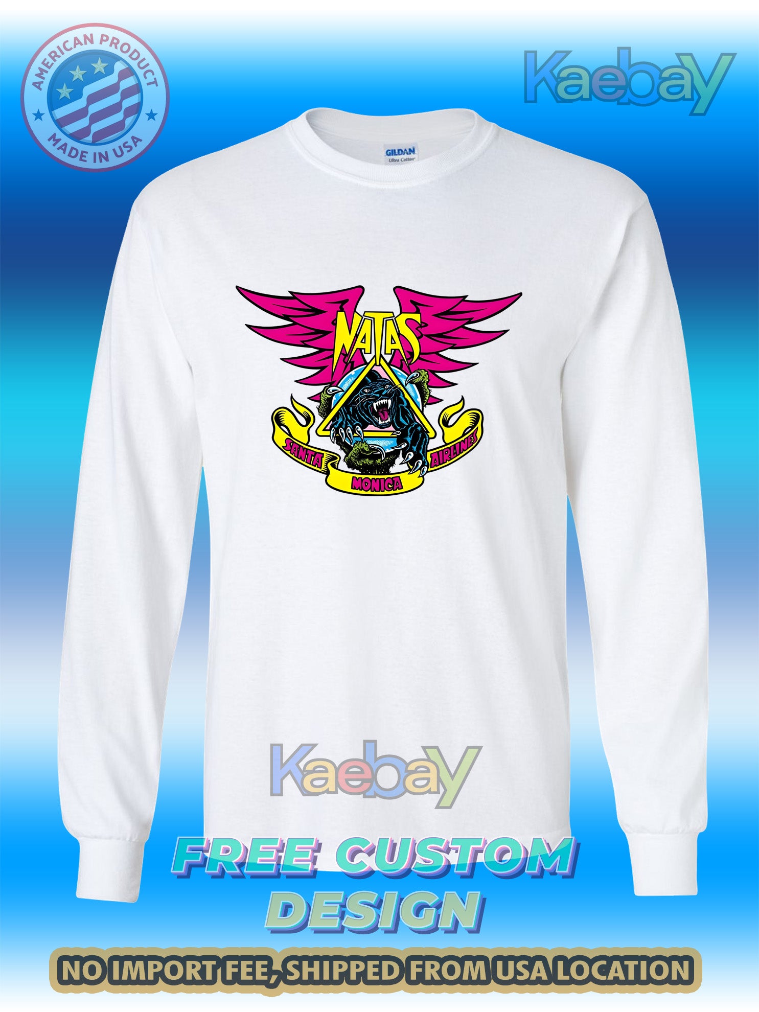 New Tee Shirt Santa Monica Airlines Natas Kaupas PANTHER Logo Men's T-Shirt Men's Long Sleeves T-Shirts