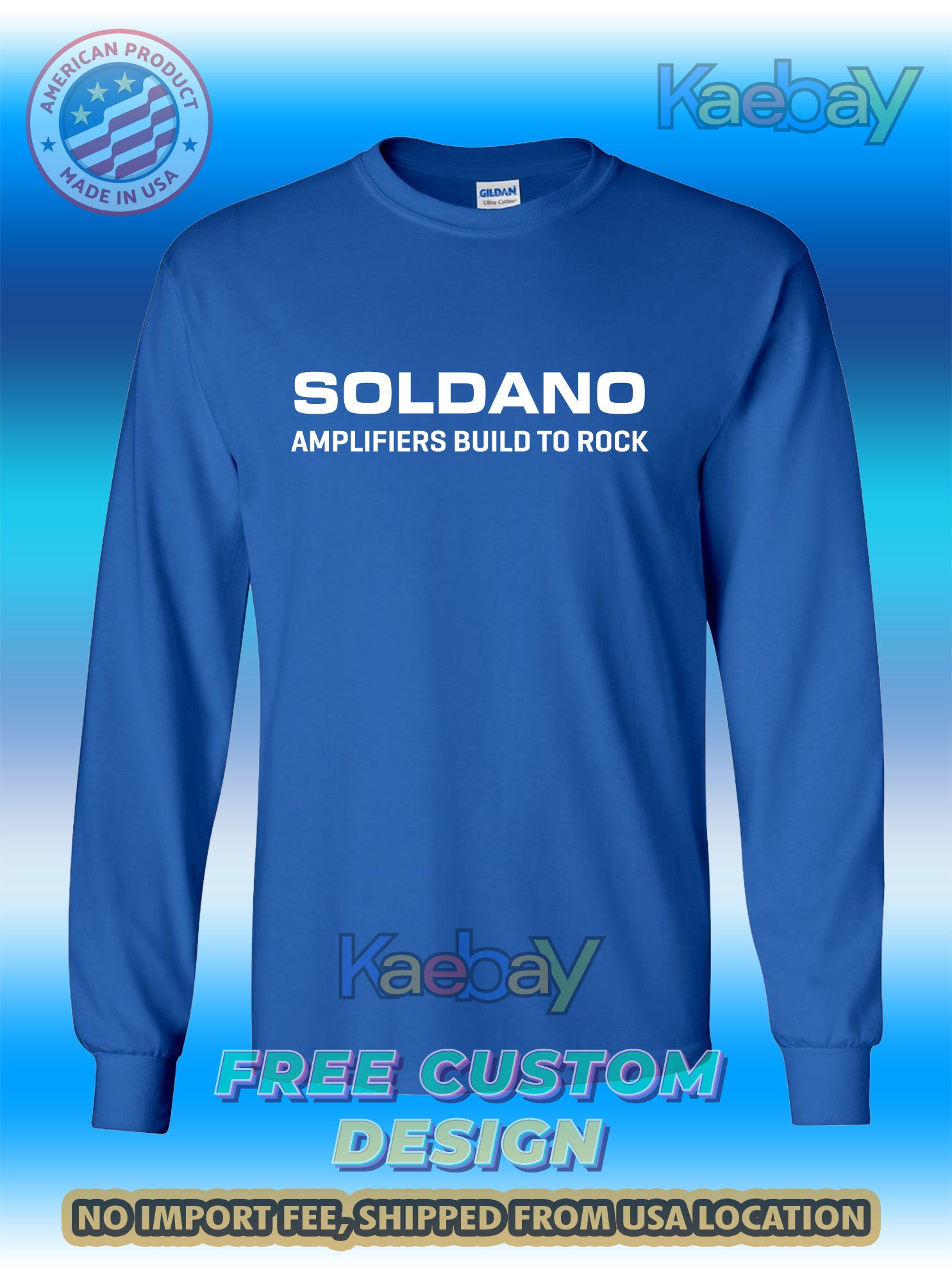 New Tee Shirt Soldano Amplifiers build to rock Logo Men's T-Shirt Men's Long Sleeves T-Shirt