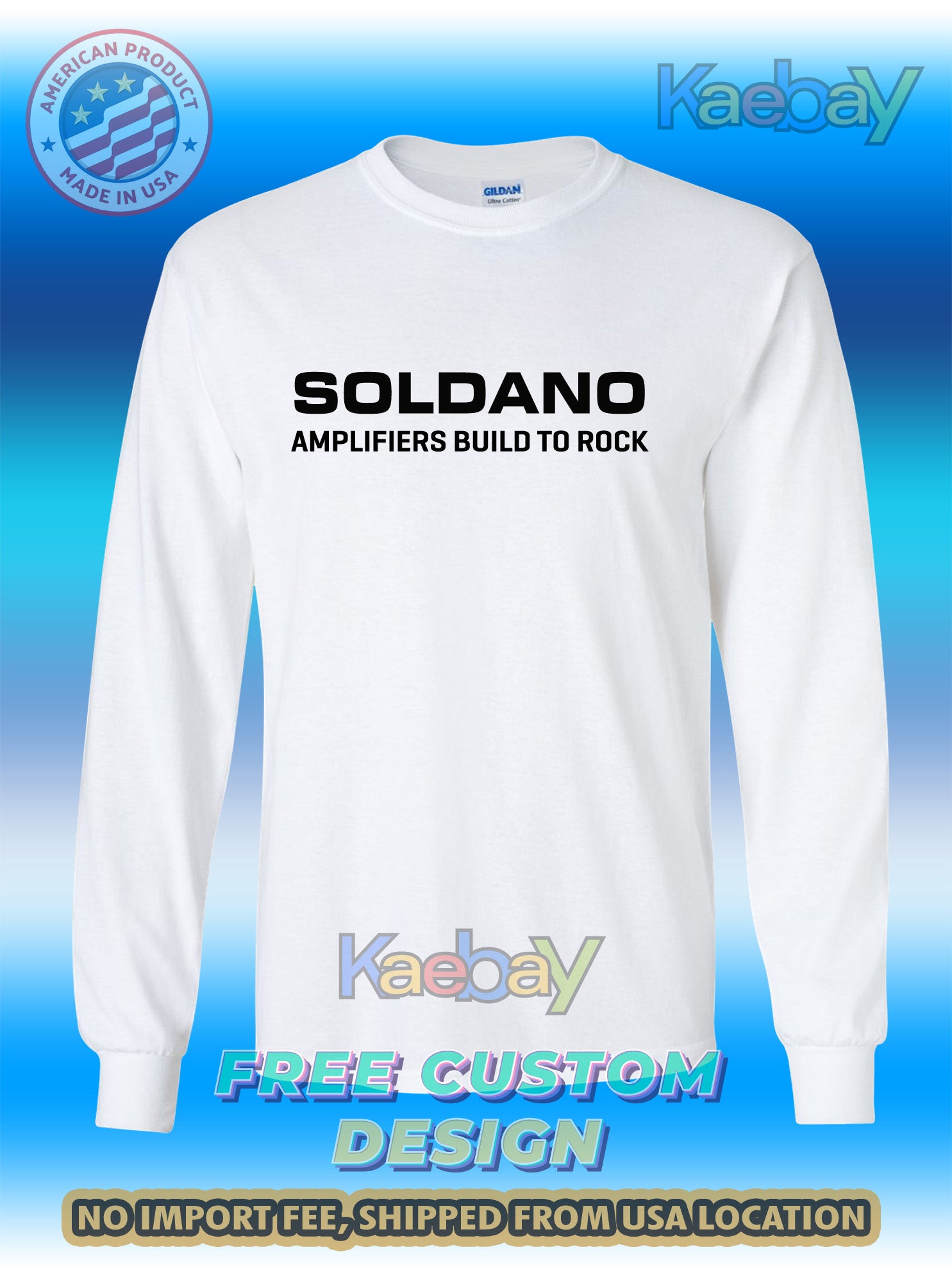 New Tee Shirt Soldano Amplifiers build to rock Logo Men's T-Shirt Men's Long Sleeves T-Shirt