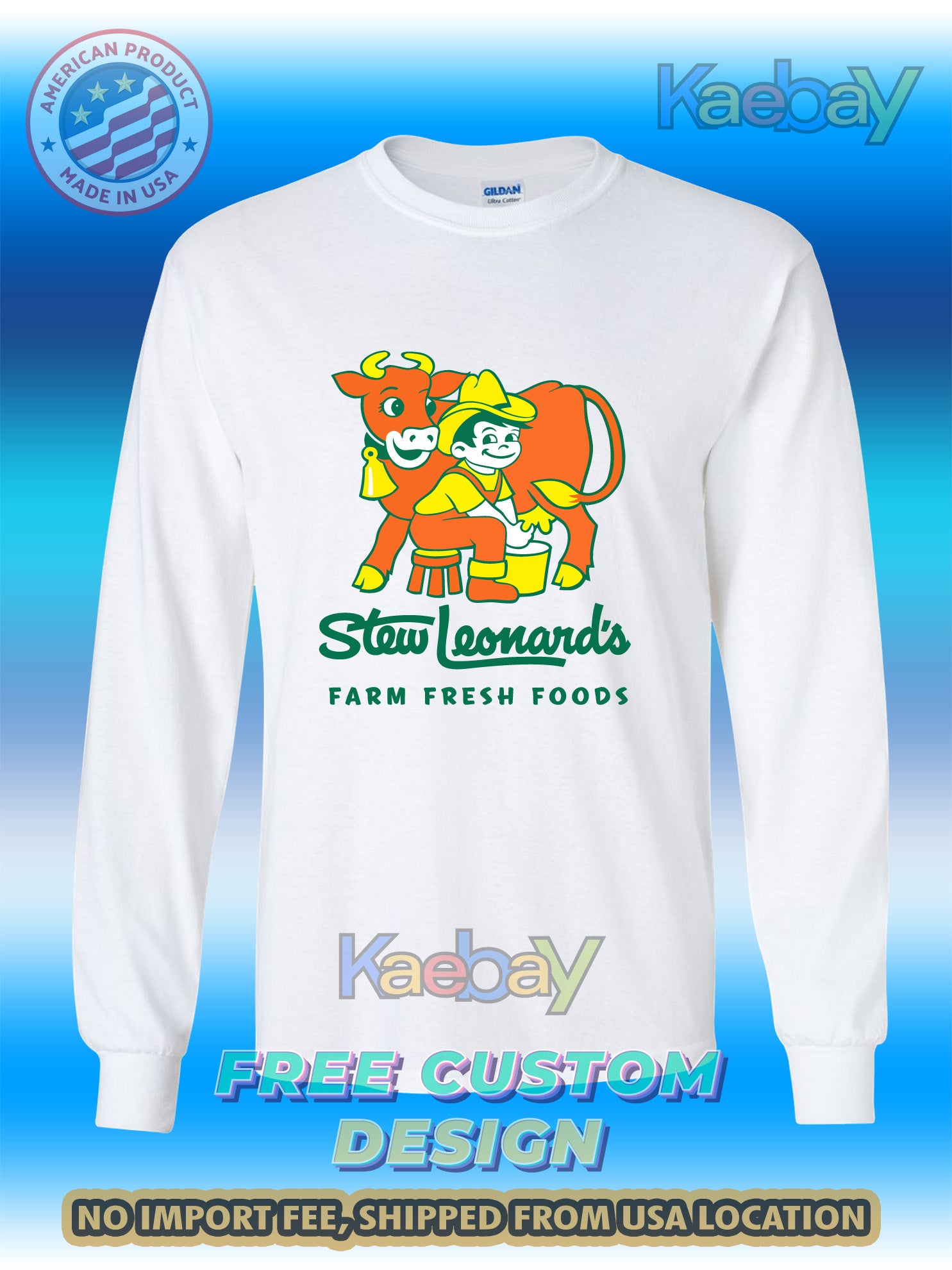 New Tee Shirt Stew Leonard's Farm Fresh Foods Logo Men's T-Shirt Men's Long Sleeves T-Shirts
