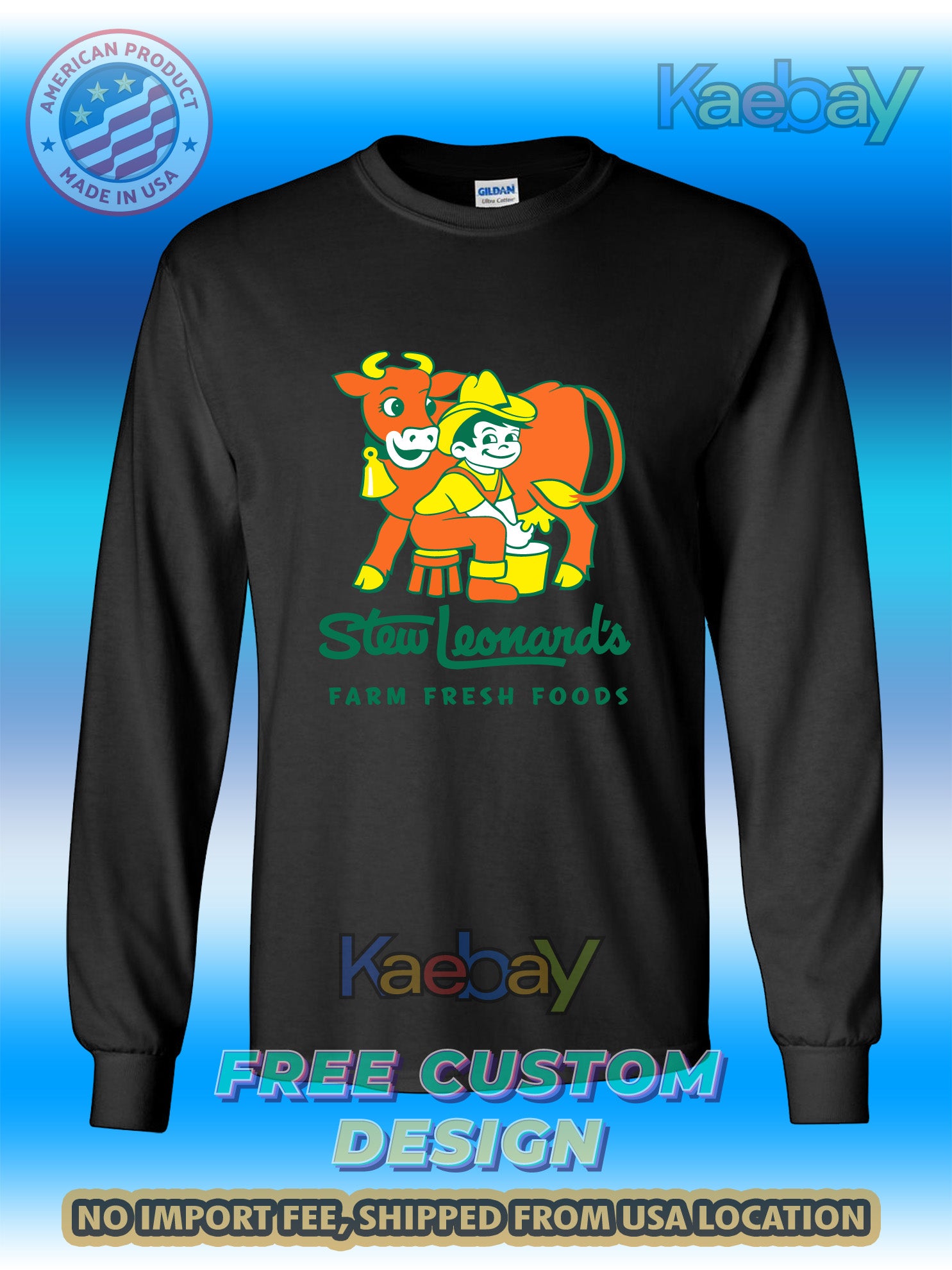 New Tee Shirt Stew Leonard's Farm Fresh Foods Logo Men's T-Shirt Men's Long Sleeves T-Shirts
