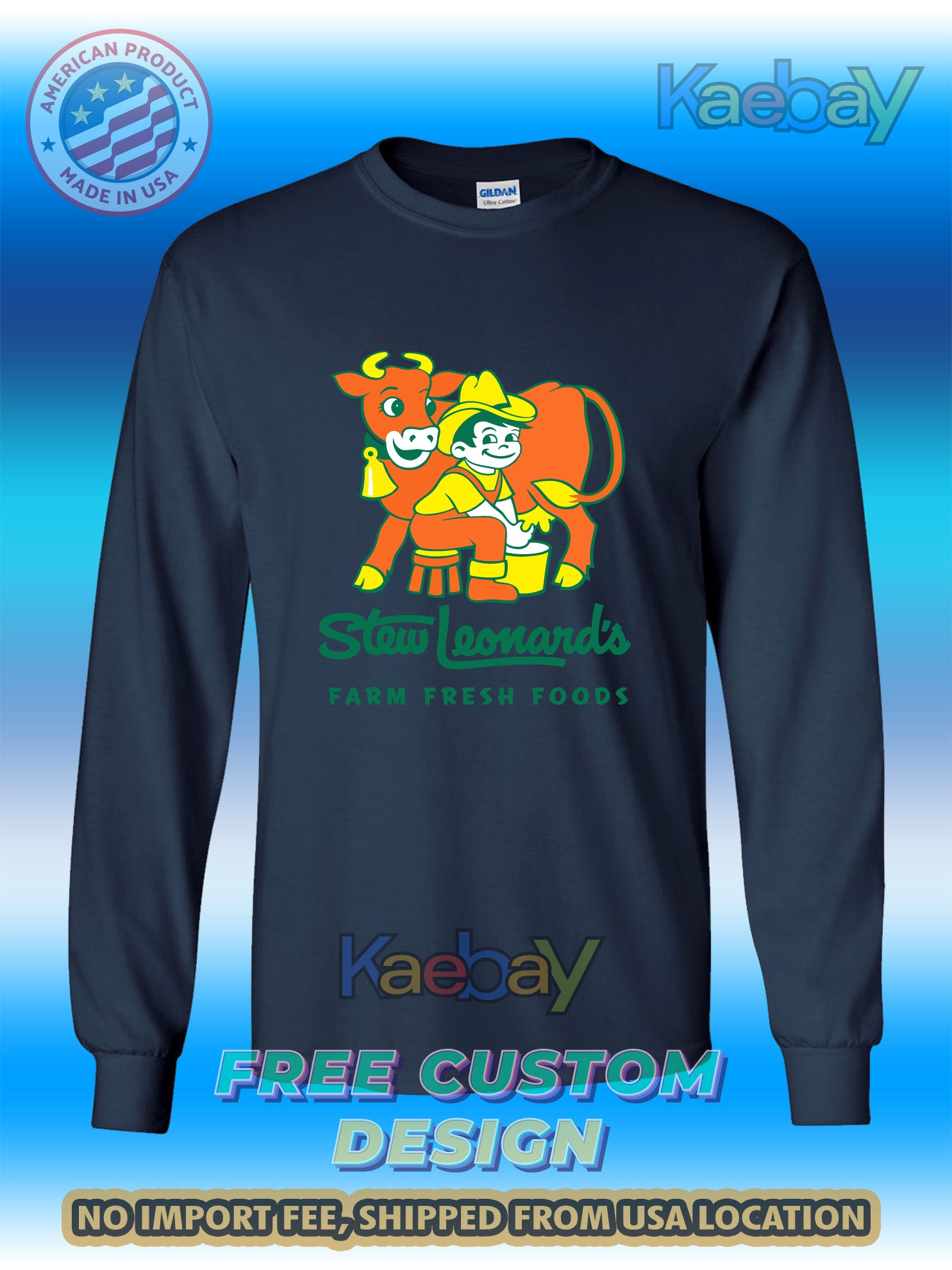 New Tee Shirt Stew Leonard's Farm Fresh Foods Logo Men's T-Shirt Men's Long Sleeves T-Shirts