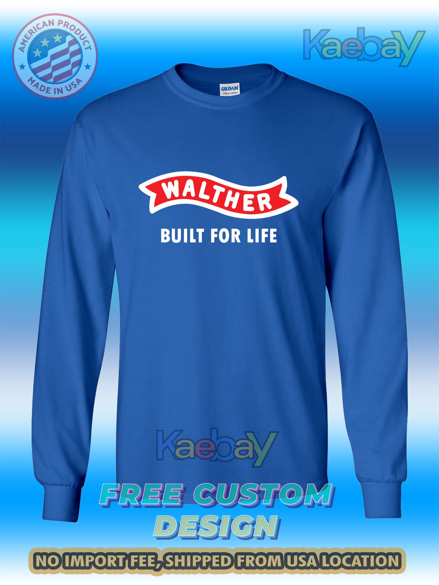 New Tee Shirt Walther Arms Built for Life Logo Men's T-Shirt Men's Long Sleeves T-Shirt