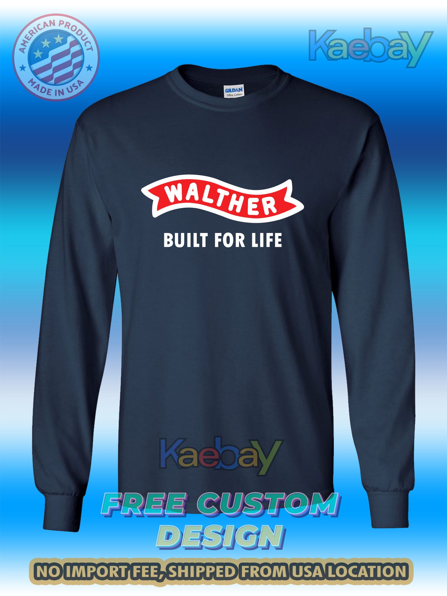 New Tee Shirt Walther Arms Built for Life Logo Men's T-Shirt Men's Long Sleeves T-Shirt